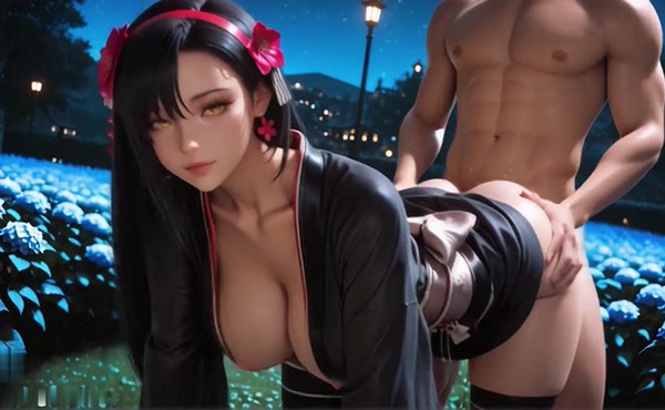 蒂法·洛克哈特 最终幻想。淫荡庭院的夜间秘密